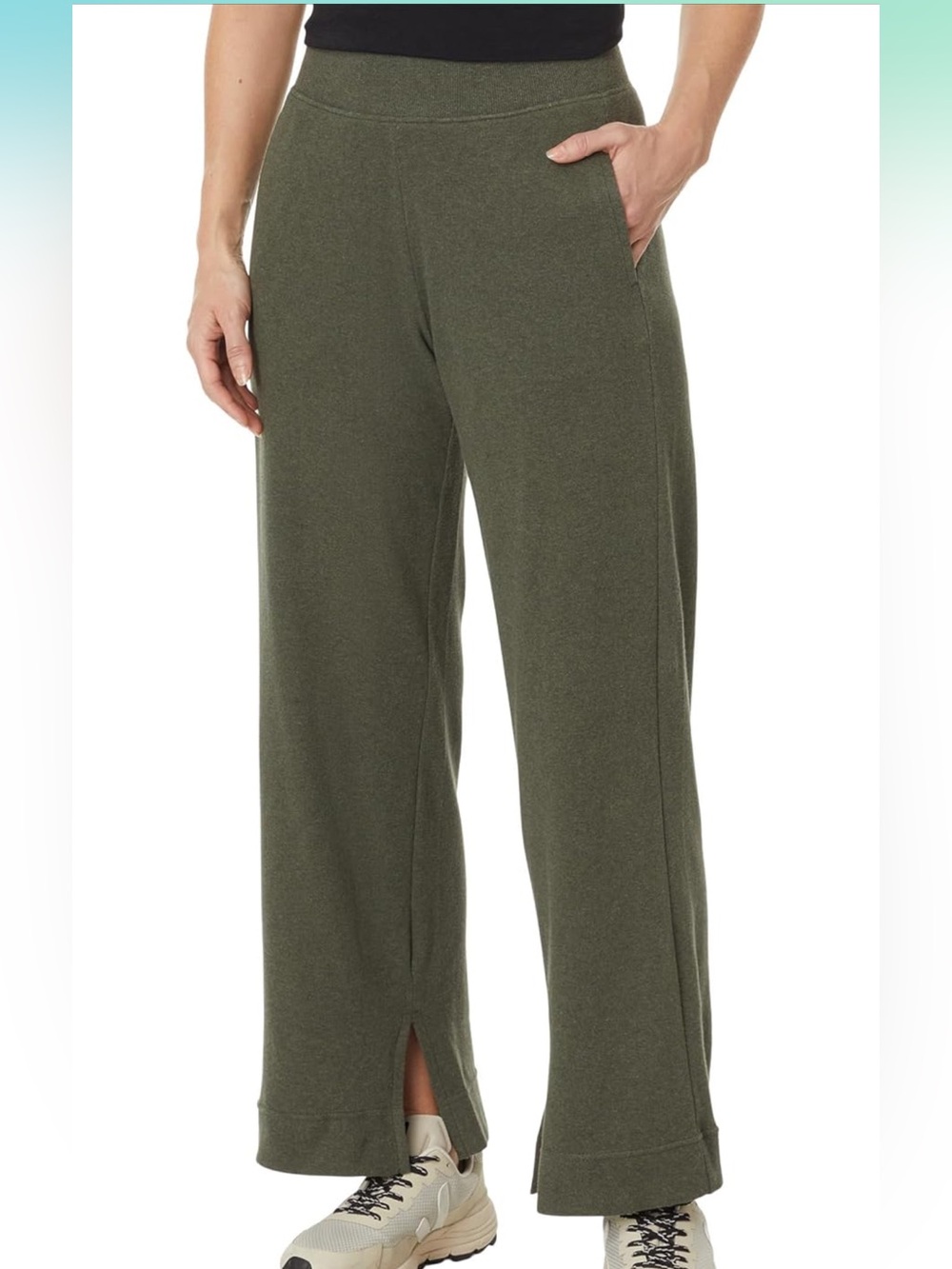 NWOT Pact Sz XXL Airplane Cropped Wide-Leg Pant in Evergreen Heather W/ Pockets